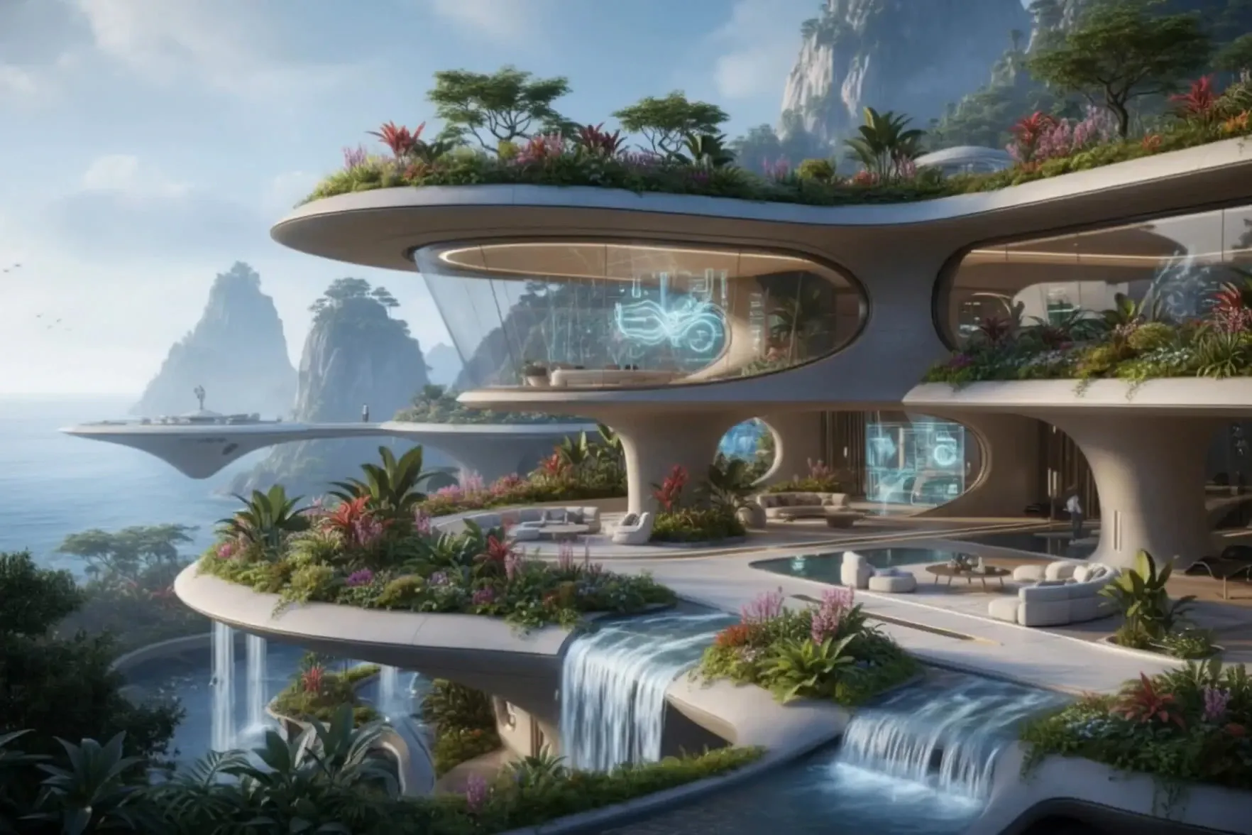 Type3 aerial views; utopian futuristic city