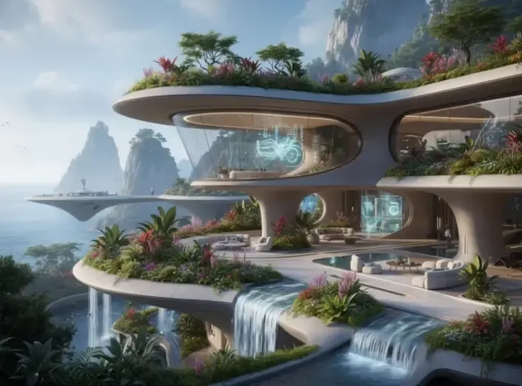 Type3 aerial views; utopian futuristic city